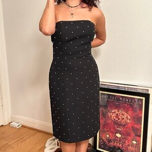 Vintage Liz Claiborne Black Strapless Beaded Dress Size 10